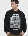 Shop Men's Black Mando Graphic Printed Oversized Sweatshirt-Front