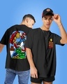 Shop Men's Black Mario Graphic Printed Oversized T-shirt-Front