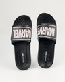 Shop Men's Black Marvel Printed Velcro Sliders-Full