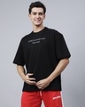 Shop Men's Black Maybe It's Easier Than You Think Reflective Printed Oversized T-shirt-Full
