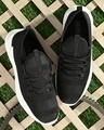 Shop Men's Black Mesh Lace-Ups Sneakers-Front