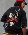 Shop Men's Black Mickey Graphic Printed Super Loose Fit T-shirt-Front