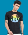 Shop Men's Black Mickey Mouse Face Graphic Printed T-shirt-Front
