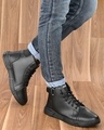 Shop Men's Black Mid Top Boots-Front