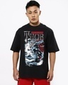 Shop Men's Black Mighty Thor Graphic Printed Oversized T-shirt-Front