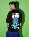 Shop Men's Black Mind Hunter Graphic Printed Oversized T-shirt-Front