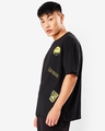 Shop Men's Black Minion Badges Graphic Printed Oversized T-shirt-Design