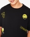 Shop Men's Black Minion Badges Graphic Printed Oversized T-shirt