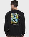 Shop Men's Black Minions Me Want Banana Graphic Printed Oversized Sweatshirt-Design