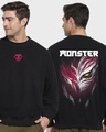 Shop Men's Black Monster Graphic Printed Oversized Sweatshirt-Front