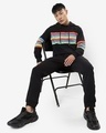Shop Men's Black Multicolor Stripe Hoodie T-shirt-Front