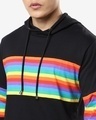 Shop Men's Black Multicolor Stripe Hoodie T-shirt