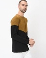 Shop Men's Black & Mustard Color Block Slim Fit T-shirt-Design