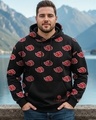 Shop Men's Black Naruto All Over Printed Oversized Plus Size Hoodies-Front