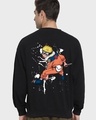 Shop Men's Black Naruto Pose Graphic Printed Oversized Sweatshirt-Front