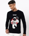 Shop Men's Black NASA Astronaut Graphic Printed T-shirt-Front