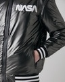 Shop Men's Black Nasa Graphic Printed Oversized Bomber Jacket