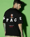 Shop Men's Black Need Space Snoopy Graphic Printed Oversized T-shirt-Front