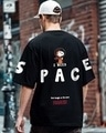 Shop Men's Black Need Space Snoopy Graphic Printed Oversized T-shirt-Front