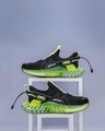 Shop Men's Black & Neon Green Good Vibes Color Block Sneakers-Front
