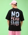 Shop Men's Black No Fear Club Typography Oversized T-shirt-Front