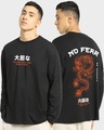 Shop Men's Black No Fear Graphic Printed Oversized T-shirt-Front