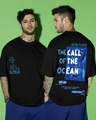 Shop Men's Black Ocean Child Graphic Printed Oversized T-shirt-Front