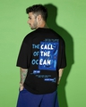 Shop Men's Black Ocean Child Graphic Printed Oversized T-shirt-Design
