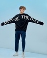 Shop Men's Black Of Mood Typography Flatknit Sweater-Full