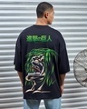 Shop Men's Black Kyogin Graphic Printed Oversized Zipper T-shirt-Front