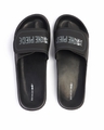 Shop Men's Black One Piece Printed Velcro Sliders-Front