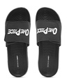 Shop Men's Black One Piece Reflective Printed Velcro Sliders-Front