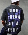 Shop Men's Black One Thing Typography Oversized Acid Wash T-shirt-Front