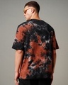 Shop Men's Black & Orange Tie & Dye Oversized T-shirt-Full