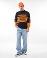 Shop Men's Black & Orange Typography Oversized Sweater