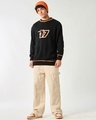 Shop Men's Black & Orange Typography Super Loose Fit Sweater-Full