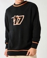 Shop Men's Black & Orange Typography Super Loose Fit Sweater