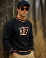 Shop Men's Black & Orange Typography Super Loose Fit Sweater-Front