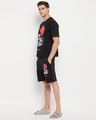 Shop Men's Black Oriental Waves Graphic Printed Oversized T-shirt & Shorts Set