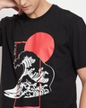 Shop Men's Black Oriental Waves Graphic Printed Oversized T-shirt & Shorts Set