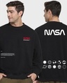 Shop Men's Black Out Of Space Graphic Printed Oversized Sweatshirt-Front