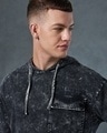 Shop Men's Black Oversized Acid Wash Hoodie T-shirt