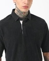 Shop Men's Black Oversized Acid Wash Polo T-shirt