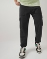 Shop Men's Black Oversized Cargo Joggers-Front