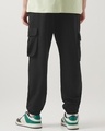 Shop Men's Black Oversized Cargo Joggers-Full