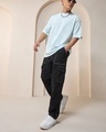 Shop Men's Black Oversized Cargo Pants-Front