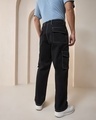 Shop Men's Black Oversized Cargo Pants-Full