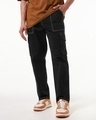 Shop Men's Black Oversized Cargo Pants-Front