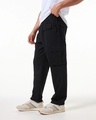 Shop Men's Black Oversized Cargo Parachute Pants-Front