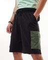 Shop Men's Black Color Block Oversized Cargo Shorts